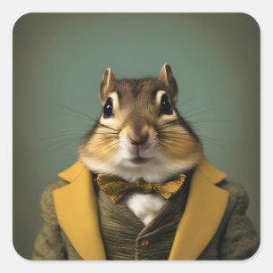 Smart Chipmunk Quadratischer Aufkleber