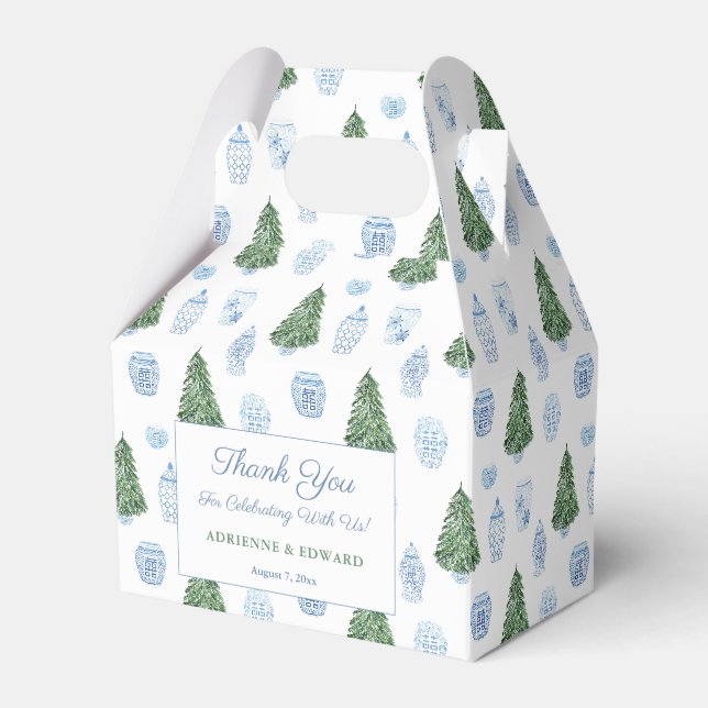 Smart Christmas Tree Blue White Ornaments Hochzeit Geschenkschachtel (Vorderseite)