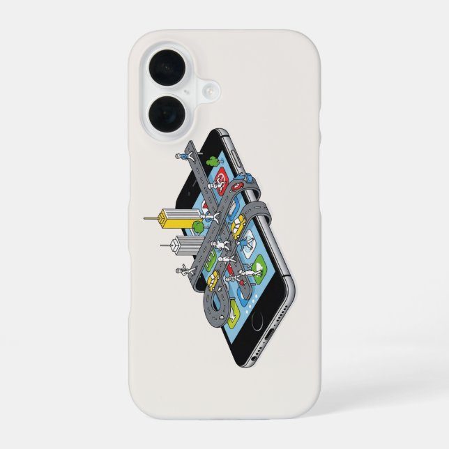 Smart City sur un Smartphone Iphone 16 Coque (Verso)
