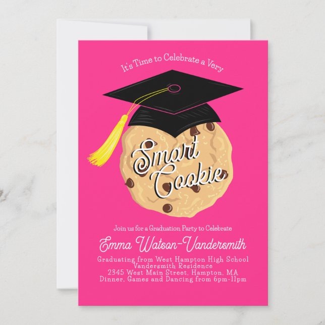 Smart Cookie Graduation Party Einladung Rosa (Vorderseite)