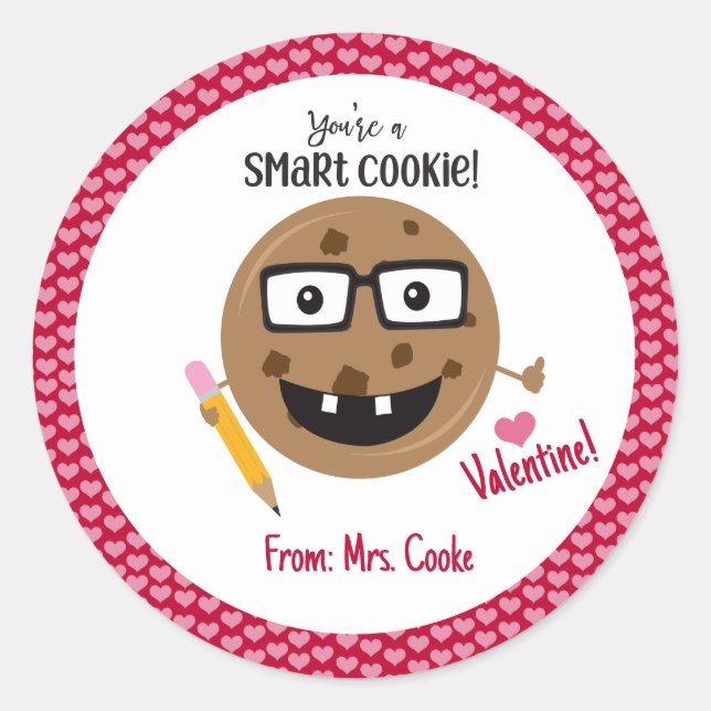 Smart Cookie Nerd Lehrer im Klassenzimmer Kinder N Runder Aufkleber (Vorderseite)