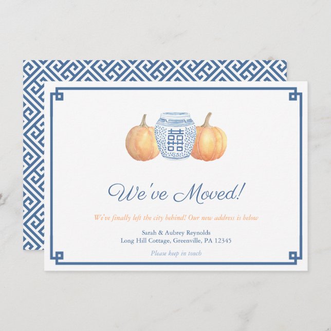 Smart Fall Pumpkin Änderung der Adresse Ankündigung (Vorne/Hinten)