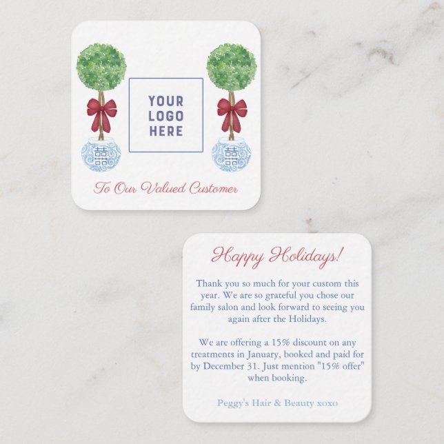 Smart Happy Holidays Kunde Vielen Dank mit Logo Mitteilungskarte (Vorne/Hinten)