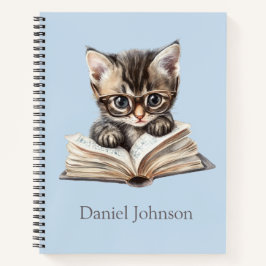Smart Kitten mit Glasses Personalisiertes Notebook Notizbuch