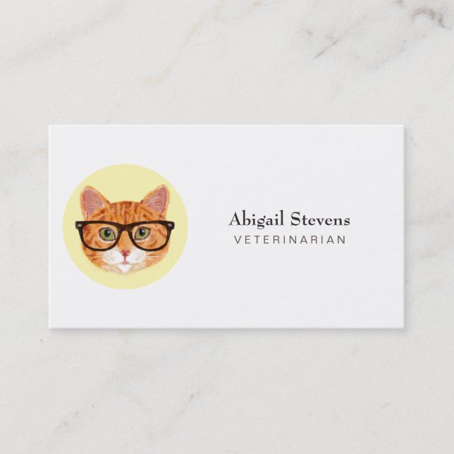 Smart Orange Cat Wearing Brillen Visitenkarte (Vorderseite)