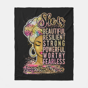 Smart Phantastisch Queen Black Melanin Brown Skin Fleecedecke