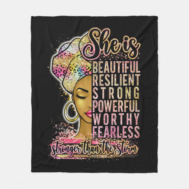 Smart Phantastisch Queen Black Melanin Brown Skin Fleecedecke (Vorderseite)