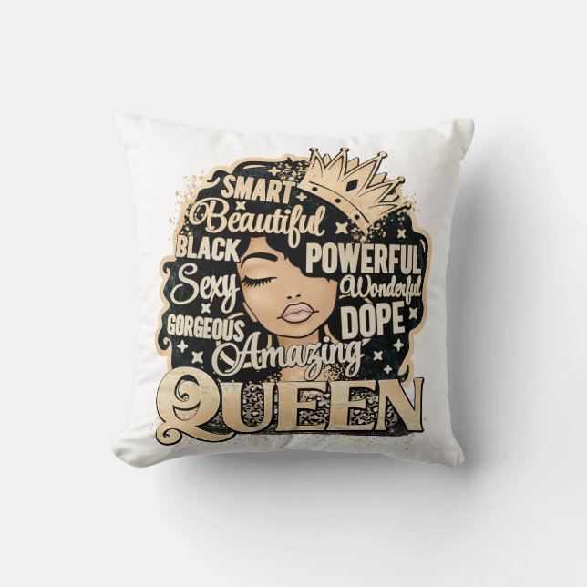 Smart Phantastisch Queen Black Melanin Brown Skin Kissen (Vorderseite)