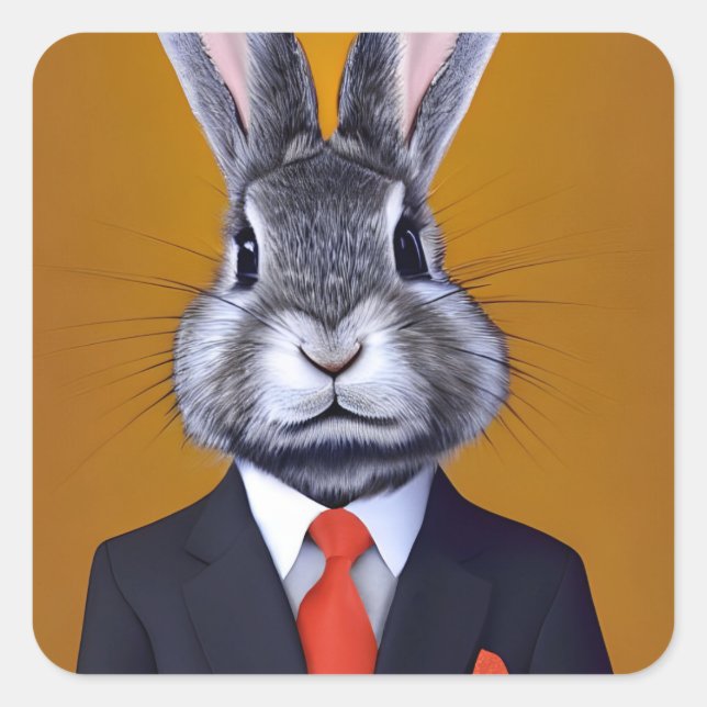 Smart Rabbit Quadratischer Aufkleber (Vorderseite)