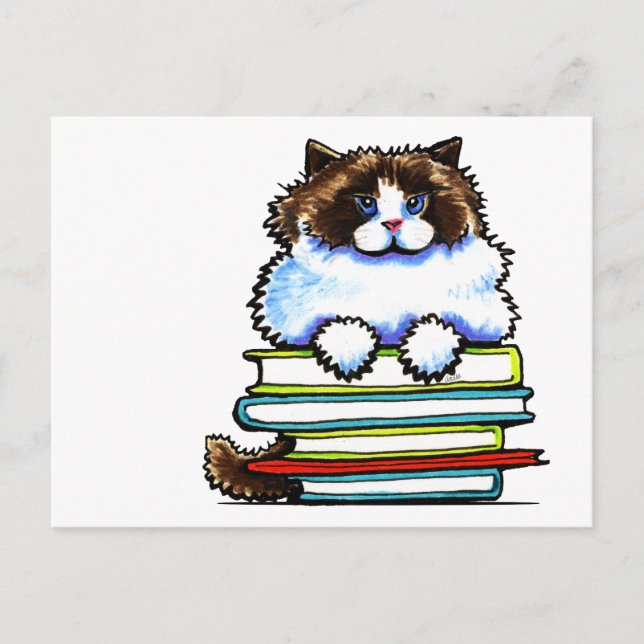 Smart Ragdoll Kitty Books Postkarte (Vorderseite)