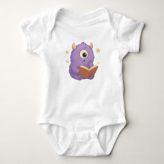 Smart Reading Monster Baby Bodysuit — Purple Strampler