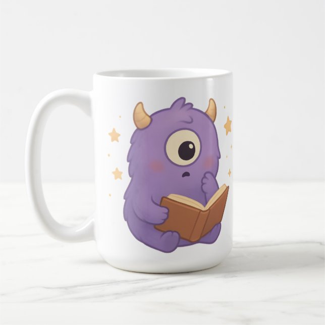 Smart Reading Monster Kids Mug — Purple Study Kaffeetasse (Links)