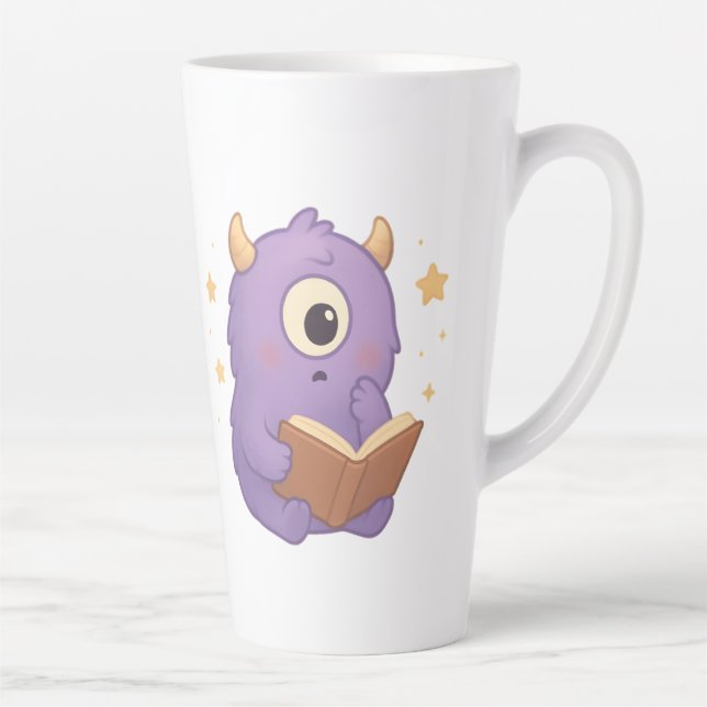 Smart Reading Monster Kids Mug — Purple Study Milchtasse (Rechts)