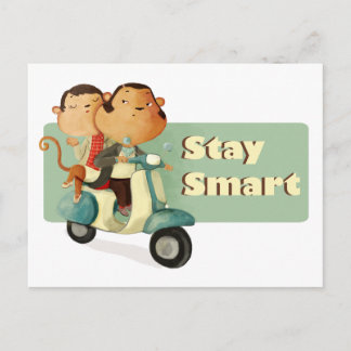Smart Scooter-Affen bleibe Postkarte
