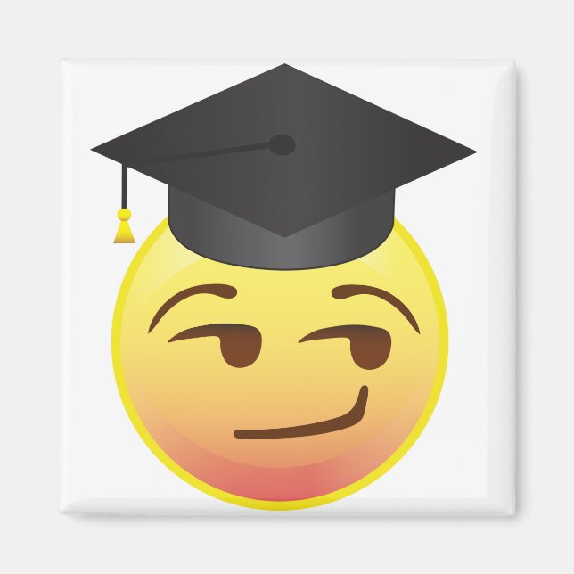 Smart Smug Graduation Classe d'Emoji Cadeau Magnet (Devant)