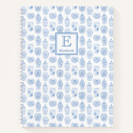 Smart Uni Girl blau und weiß Monogramm Notizbuch