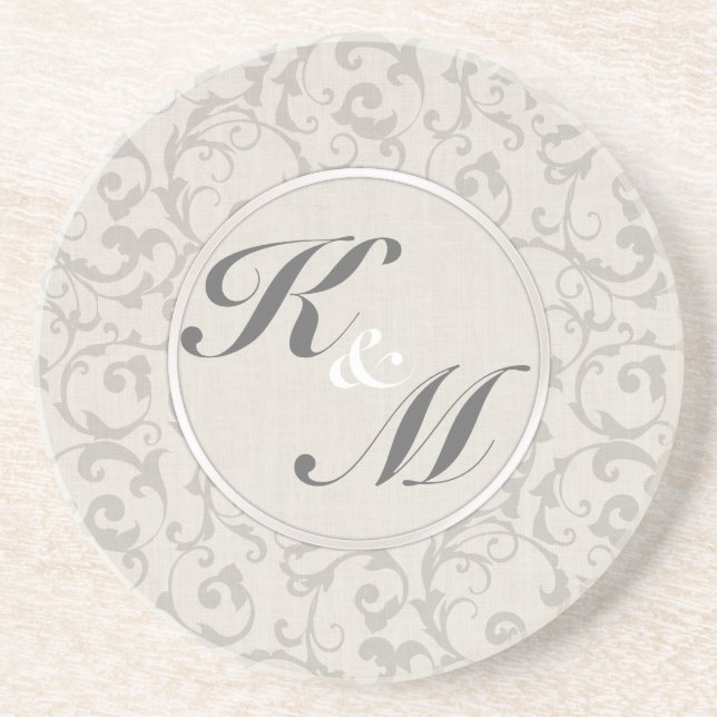 SmartElegance Gray Wedding Collection Sandstein Untersetzer (Vorne)