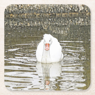 SmartMix Animal - Swan Rechteckiger Pappuntersetzer