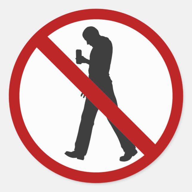 Smartphone-Zombies verboten Runder Aufkleber (Vorderseite)