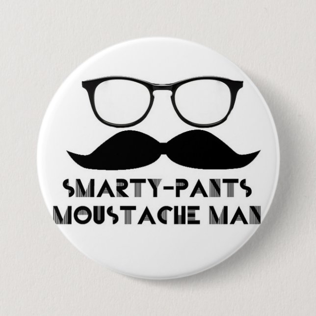 Smarty keucht Schnurrbart-Mann Buttone Button (Vorderseite)