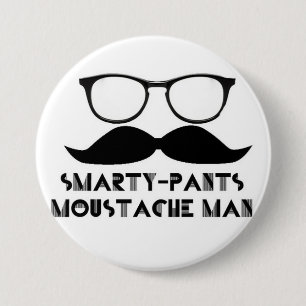 Smarty keucht Schnurrbart-Mann Buttone Button