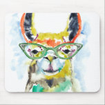 Smarty-Pants Llama Mousepad<br><div class="desc">Smarty-Pants Llama von Jennifer Goldberger. Ein fantastisches Lama im Aquarellstil mit lustigen Brillen.</div>