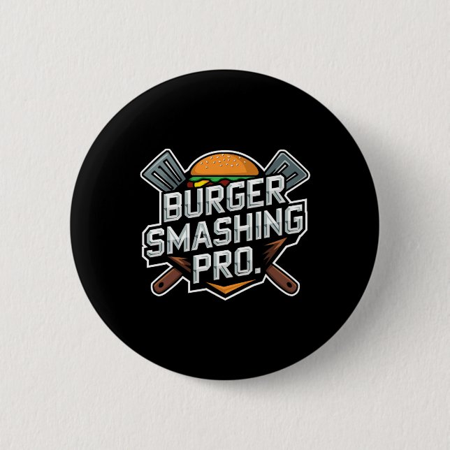 Smash Burger Lover Gegrillter Cheeseburger Flach K Button (Vorderseite)