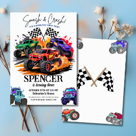 Smash & Crash Monster Truck Bash 3. Geburtstag Einladung