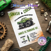 Smash & Crash Monster Truck Watercolor Birthday