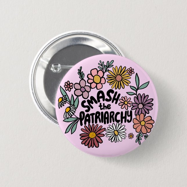 SMASH die PATRIARCHY Niedliche Daisy Hand Gezeichn Button (Vorne & Hinten)