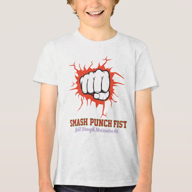 Smash Punch Fist – Bold Strength Motivation Art Tri-Blend Shirt (Vorderseite)