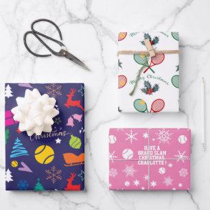 🎄 Smashing Weihnachten 🎾 Tennismuster, angep Geschenkpapier Set