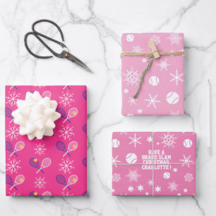 🎄 Smashing Weihnachten 🎾 Tennismuster, angep Geschenkpapier Set