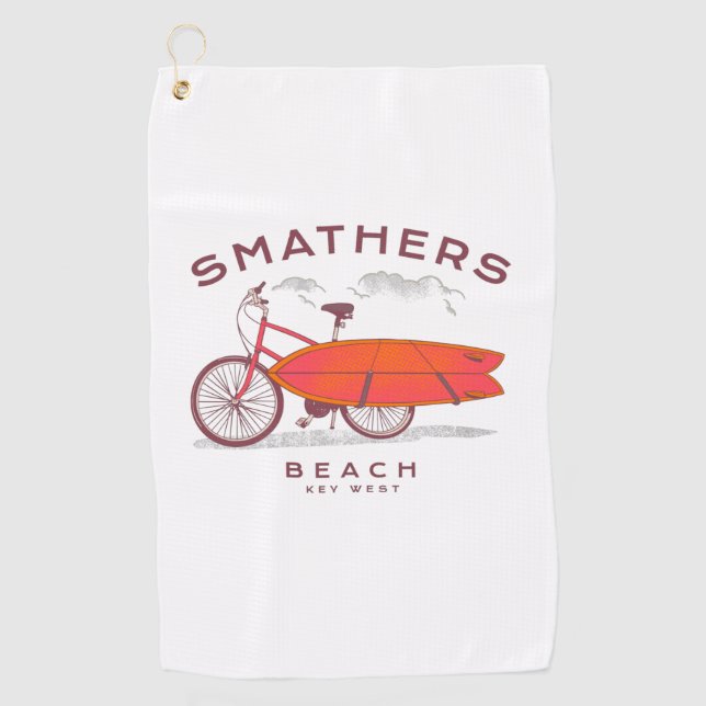 Smathers Beach Key West Vintag Beach Surfing Golfhandtuch (Vorderseite)