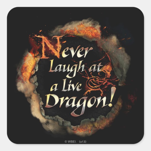 SMAUG™ - Logo-Grafik niemals lachen Quadratischer Aufkleber (Vorderseite)