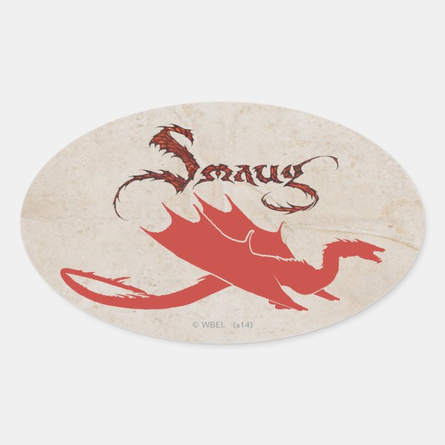SMAUG™ Silhouette und Name Ovaler Aufkleber (Vorderseite)