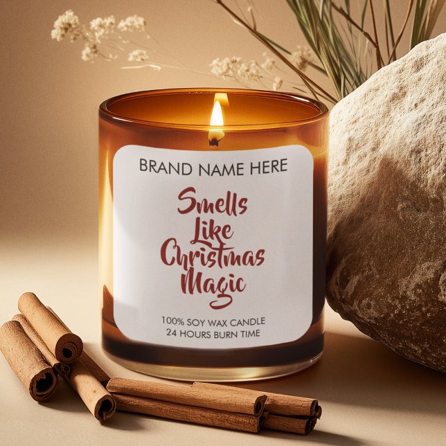 Smells Like Christmas Magic Candle Labels Quadratischer Aufkleber (Von Creator hochgeladen)