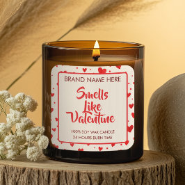 Smells Like Valentine Custom Candle Labels  Quadratischer Aufkleber