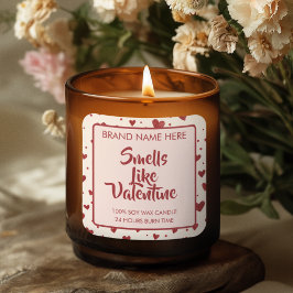 Smells Like Valentine Custom Pink Candle Labels  Quadratischer Aufkleber