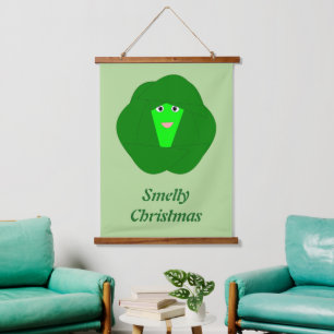 Smelly Christmas Brussels Sprout Funny Custom Wandteppich Mit Holzrahmen
