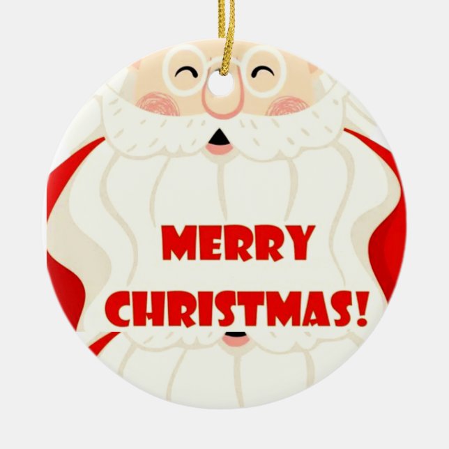 Smilam Santa Claus Head and Face Scandinavian Keramik Ornament (Vorne)