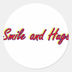 Smile and Hugs Runder Aufkleber