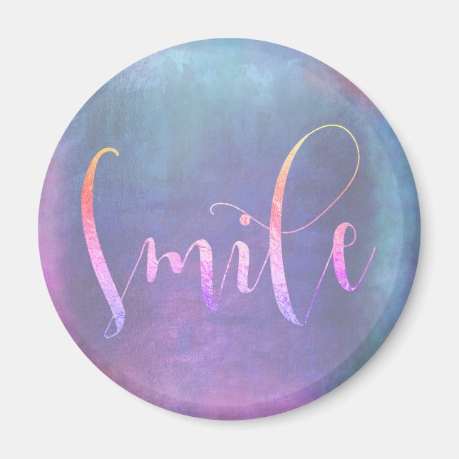 Smile Blue Pink Rose Gray Ombre Ermutigung Magnet (Vorne)