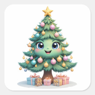 Smile Christmas Delight Quadratischer Aufkleber