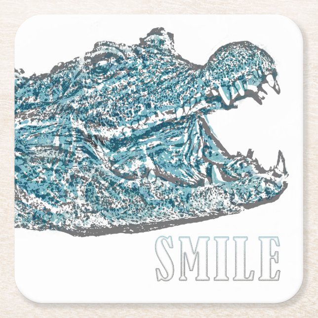 Smile Crocodile Rechteckiger Pappuntersetzer (Vorderseite)
