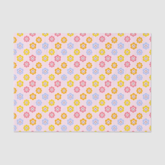 Smile Daisy Niedlich Groovy Retro Seidenpapier (Vorderseite)