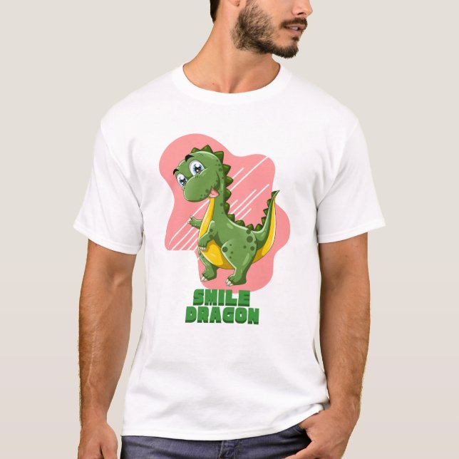 Smile Dragon Funny Cartoon T - Shirt - Adortable D (Vorderseite)