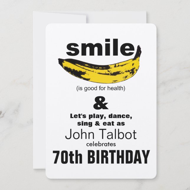 Smile est bonne 70e anniversaire Invitation de fêt (Devant)