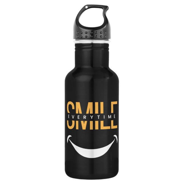 Smile Everytime – Spread Positive Vibes Anywhere Edelstahlflasche (Vorderseite)