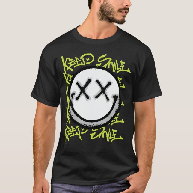 Smile Face Crossed Eyes streetwear T-Shirt (Vorderseite)